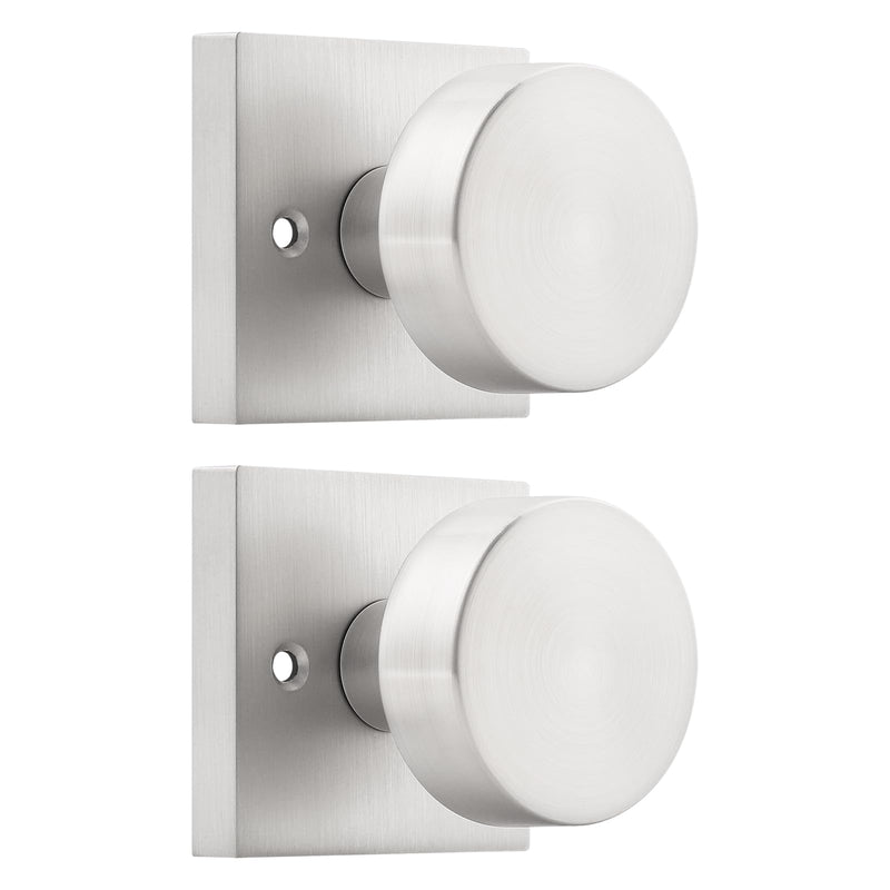Probrico Brushed Nickel Dummy Door Knobs 2 Pack, Square Door Knobs Interior for Closet, Half Dummy Door Handles, Single Side