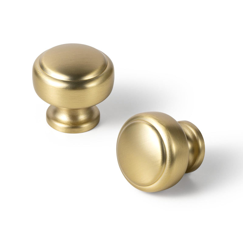 Goo-Ki 6 Pack Champagne Bronze Round Cabinet Knobs – Contemporary Furniture Handles Modern Hardware for Kitchen Drawers
