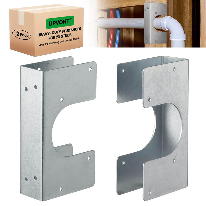 Stud Shoes for 2x Studs, 16-Gauge Galvanized Stud Shoes, 6.25" Height, 1.5" Width, Fits Up to 2 3/8" OD Pipes – Thicker, Higher, IBC/IRC Code Compliant, Extra Durable (1.5" x 6.25" - 2 PCS)