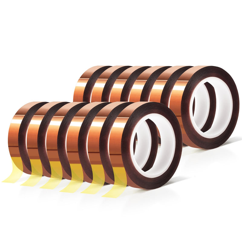 12 Rolls 10mm x16m(52FT) Heat Tape High Temperature Heat Resistant Tape Heat Transfer Tape for Heat Sublimation Press Vinyl,No Residue