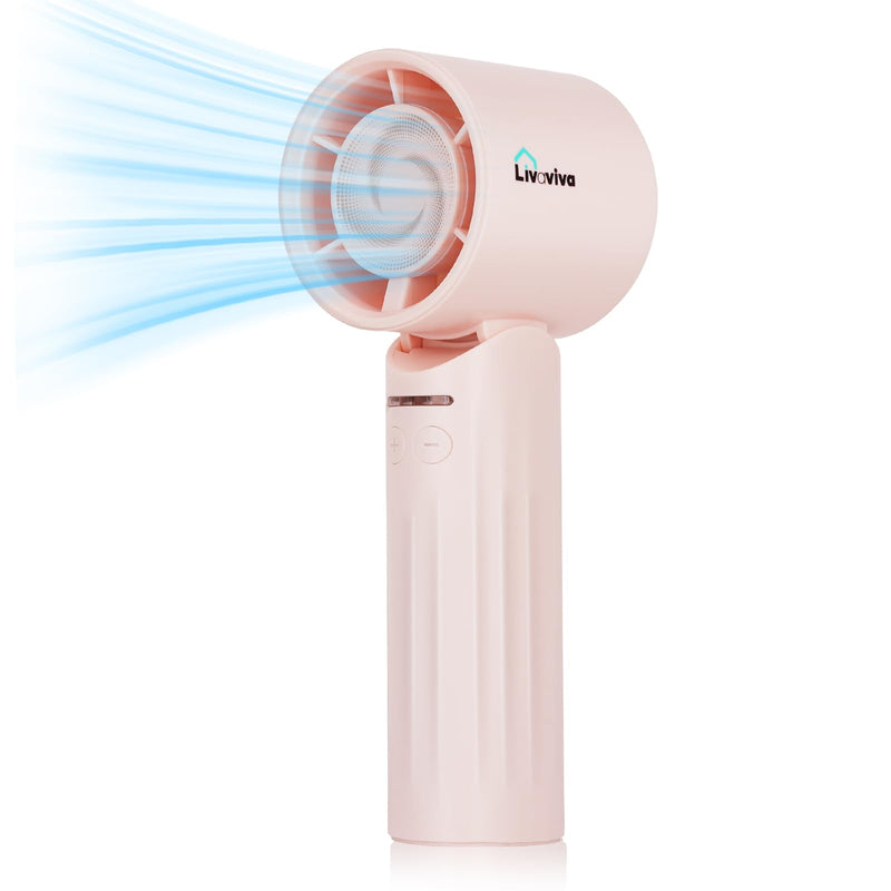 Handheld fan, adjustable blowing angle, mini portable turbo fan, USB Type-C rechargeable, infinitely variable speed high-speed personal fan, 11 Hours Battery Life (Pink) Pink