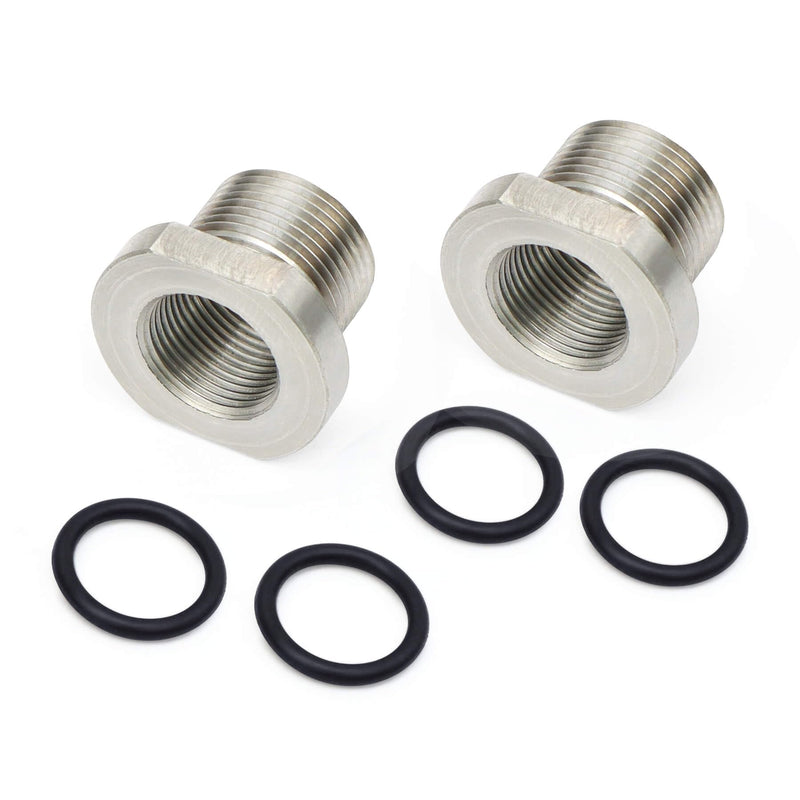 Wulankd 2 Pack Thread Protector, 1/2 x 28 ID to 5/8 x 24 OD, Stainless Steel Thread Adapters 1/2 x 28 Convert to 5/8 x 24 with Rubber Washer