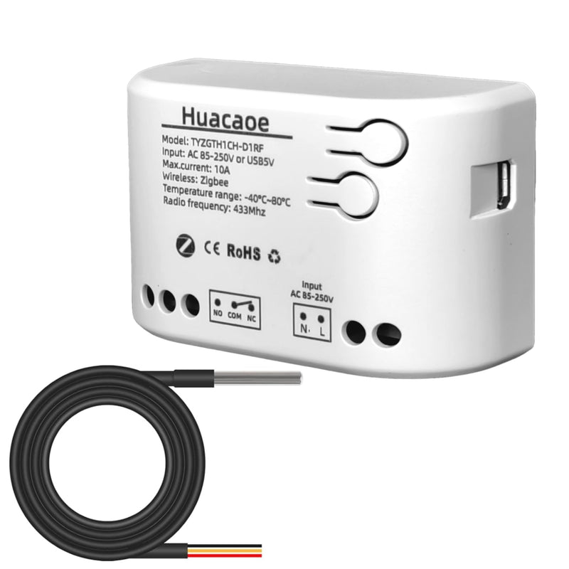 Zigbee 1CH 85-250VIntelligent Temperature Sensor,High Precision Waterproof Probe Sensor,Wireless Intelligent Monitoring,Tuya app Remote Smart Switch(tuya zigbee hub needed) 1CH 120V