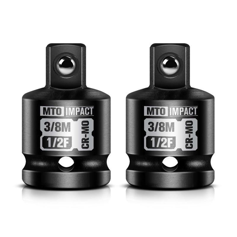 2-Piece 1/2" Female to 3/8" Male Impact Socket Adapter Set, 1/2" Drive Impact Driver Conversions for Impact Wrench, Chrome Molybdenum Alloy Steel