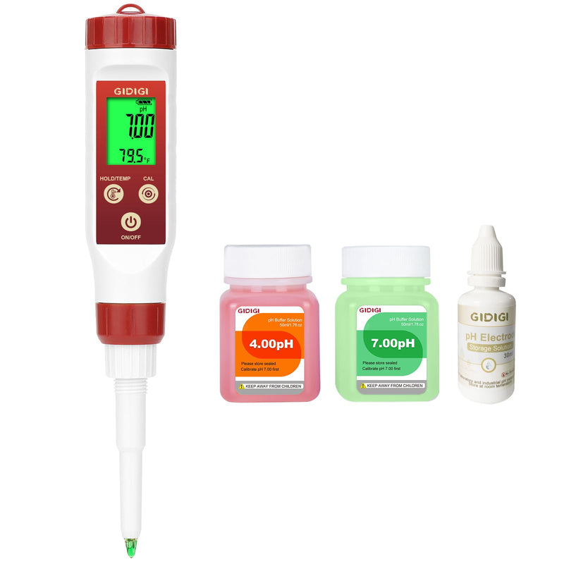 pH Meter for Food,Digital pH Meter for Fermentation,Hot Sauce,Canning,Spear Tip pH Food Tester Probe for Cheese,Cooking,Sourdough Bread,Saliva,Water Resistant Food pH Tester for Semi-Solid and Water