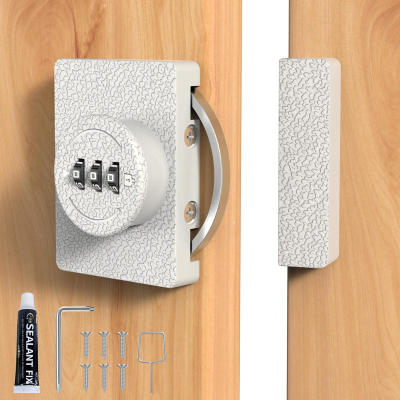 Keyless Combination Cabinet Lock, Anti-Pry 3-Digit Security for Swinging/Sliding Door, Drawer, Cupboard, Locker, Closet, Child Safety, Easy Installation (White, 2 Pack) White