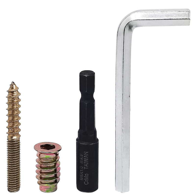 12SETS Double Headed Bolts Kit - 12PCS M6x50mm Self-Tapping Screw Hanger Bolts for Wood Furniture,12PCS M6x20mm Furniture Screw-in Nut with 1pc M6 Hanger Bolt Driver & 1pc 6mm Hex Key