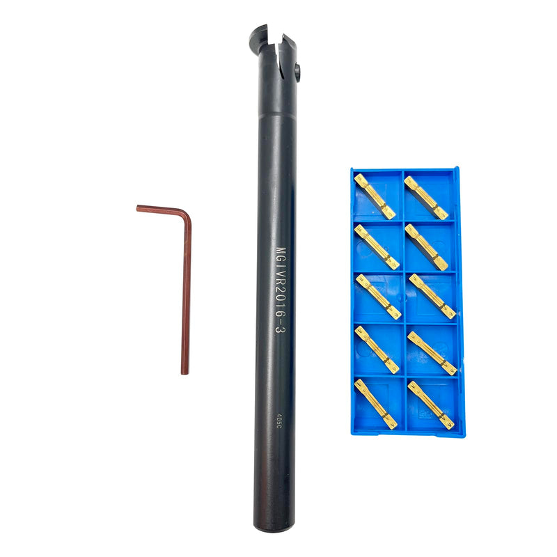5/8" Lathe Internal Cutting Tool MGIVR2016-3 Boring Bar Lathe Turning Tool Holder Grooving Cut-Off Cutter with 10PCS MGMN300-M Carbide Turning Inserts (MGIVR2016-3)