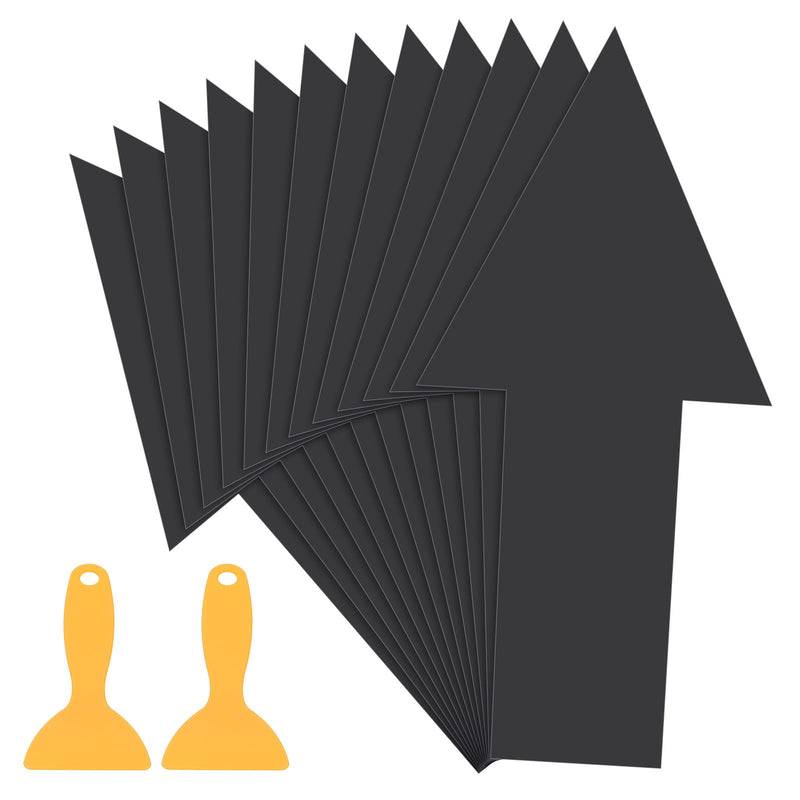 PATIKIL 12" x 6" Arrow Sticker, 12Pcs Removable Waterproof Self Adhesive Floor Stickers Directional Arrow Sign with Shovel for Road Instructions, Black