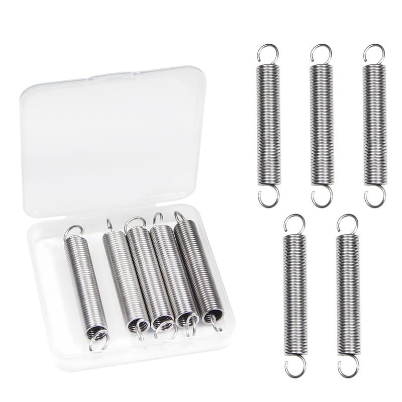 Extension Spring 5PCS 1.2x10x70mm Wire Diameter 0.05",OD 0.39",Free Length 2.76",Stainless Steel Dual Hook Tension Spring for Production Assembly Furniture Mechanism Maintenance