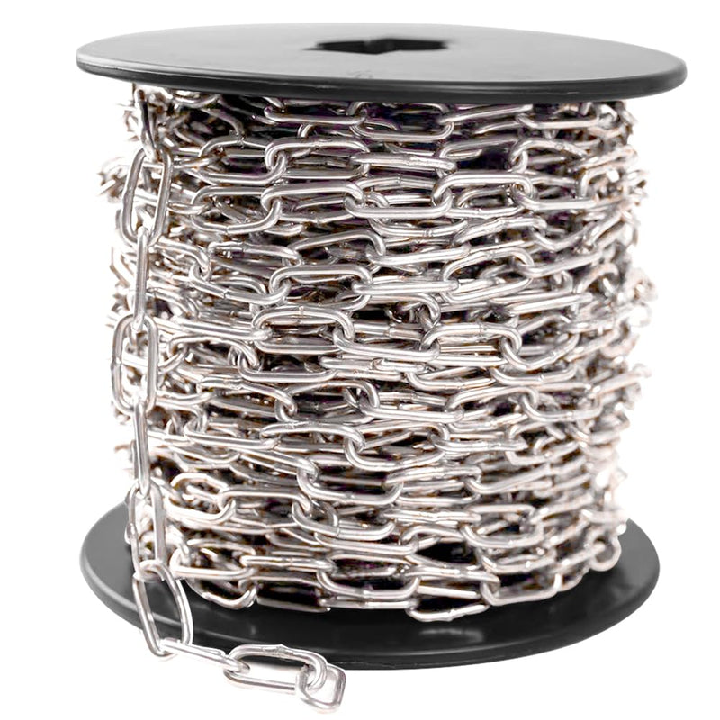 50ft Stainless Steel Chain, 1.5mm Hanging Chain,Jack Chain, Metal Chains are Customizable for Hanging Bird Feeders/Dog Leashes/Signs & DIY Projects(1.5mm with Spool)