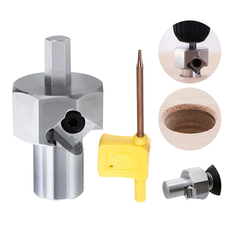 Bench Dog Hole Chamfer Reamer Tool, Stainless Steel Dog Hole Chamfer Reamer for 19mm/20mm Dog Holes Polished Finish, Dog Hole Shaping Trimmer T10 Alloy Blade Stainless Steel 9mm Hex Shank