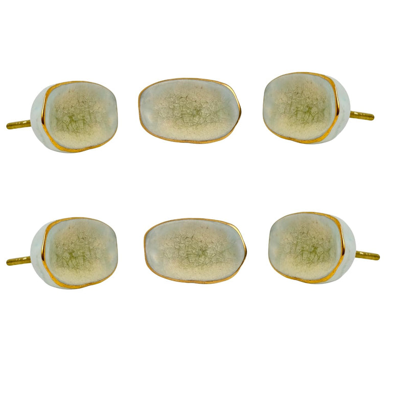 Perilla Home Set of 6 Kono Off White Ceramic Knob for Kitchen Cabinets - Ceramic Handles and Pull Knob for Dresser Drawer | Living Room | Kitchen | Bathroom | Closet Cupboard Furniture