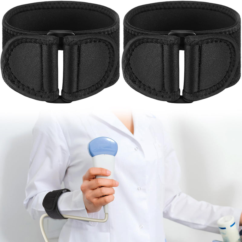 Nuanchu 2 Pcs Ultrasound Probe Cable Brace Black Adjustable Ultrasound Probe Cable Brace Fits Arms Between 7" and 14" Circumference Ultrasound Equipment Cable Management System Ultrasound Therapy