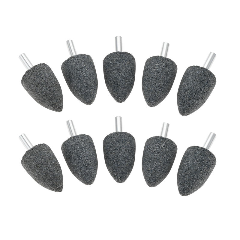 dophee 10Pcs 25mm Cone Shape Aluminum Oxide Mounted Grinding Stones Rotary Grinding Bits with 1/4" Shank for Electric Rotary Tools Drill Grinder