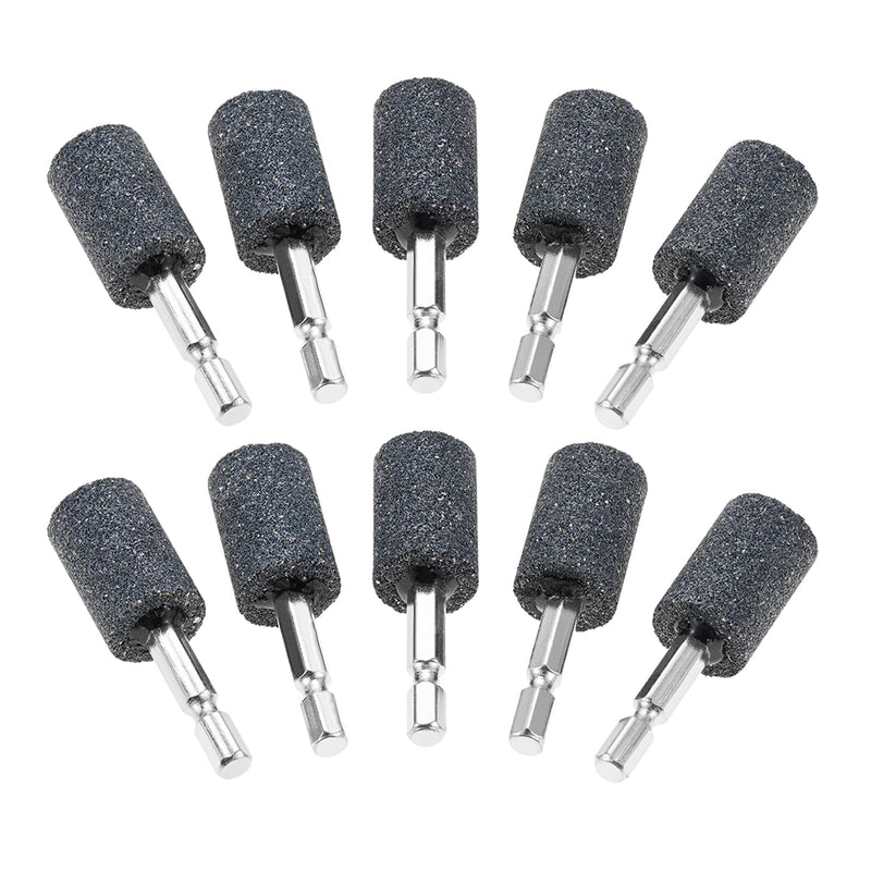 dophee 10Pcs 20mm Cylindrical Shape Aluminum Oxide Mounted Grinding Stones Rotary Grinding Bits with 1/4" Hex Shank for Electric Rotary Tools Drill Grinder