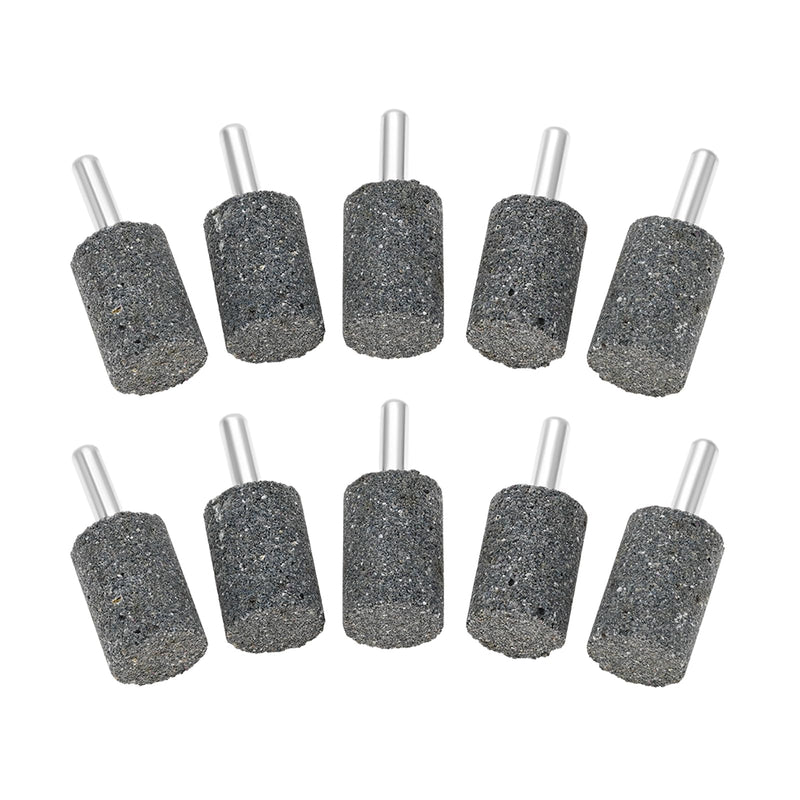 dophee 10Pcs 20mm Cylindrical Shape Aluminum Oxide Mounted Grinding Stones Rotary Grinding Bits with 1/4" Shank for Electric Rotary Tools Drill Grinder
