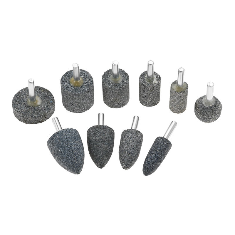 dophee 10Pcs Various Shape Aluminum Oxide Abrasive Mounted Grinding Stones Rotary Grinding Bits with 1/4" Shank for Electric Rotary Tools Drill Grinder