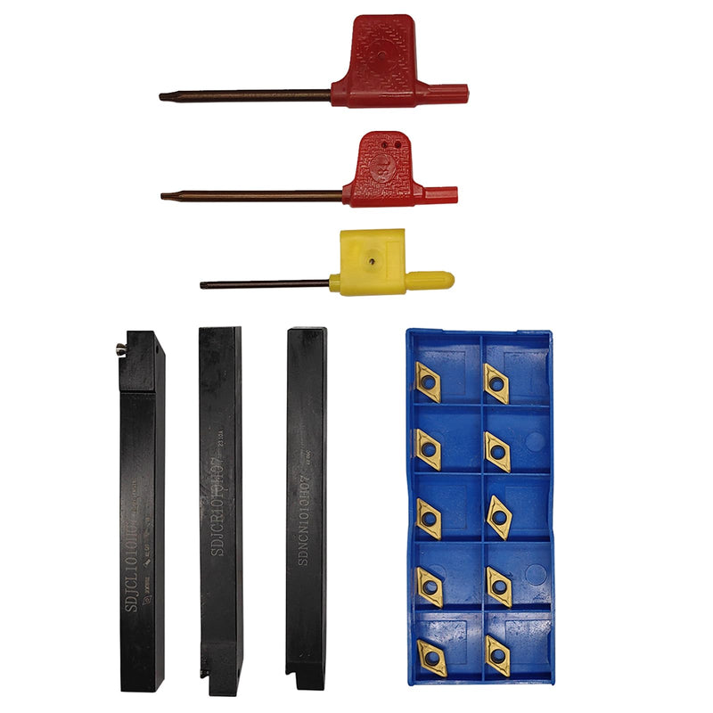 3pcs 1/2" 12mm Indexable Carbide Lathe Turning Tool Holder Set SVJCL1212H11+SVJCR1212H11+SVVCN1212H11 with 10pcs VCMT110304/VCMT32.51 Carbide Turning Insert (1/2" 12mm Turning Holders+VCMT Inserts) 1/2" 12mm turning holders+VCMT inserts