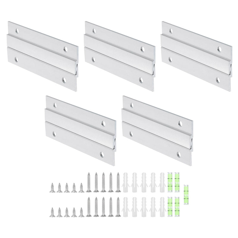 uxcell 10 Pair French Cleat Picture Hanger, 4 Inch Heavy Duty Aluminum Z Bar Clip Interlocking Wall Mounting Bracket Hanger Kit for Hanging Mirror Picture Shelf 4x2inch