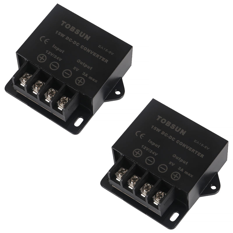 2PCS DC 12V 24V to 5V 3A 15W Power Converter Step Down Reducer 5V Regulator Buck Converter Module
