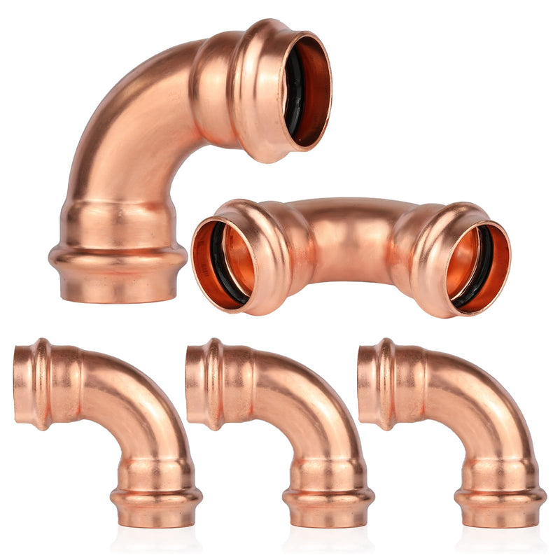 5PACK GUOFIS 1" Copper Press 90 Degree Elbow Fitting(PRESS033-5) 5 1 Inch