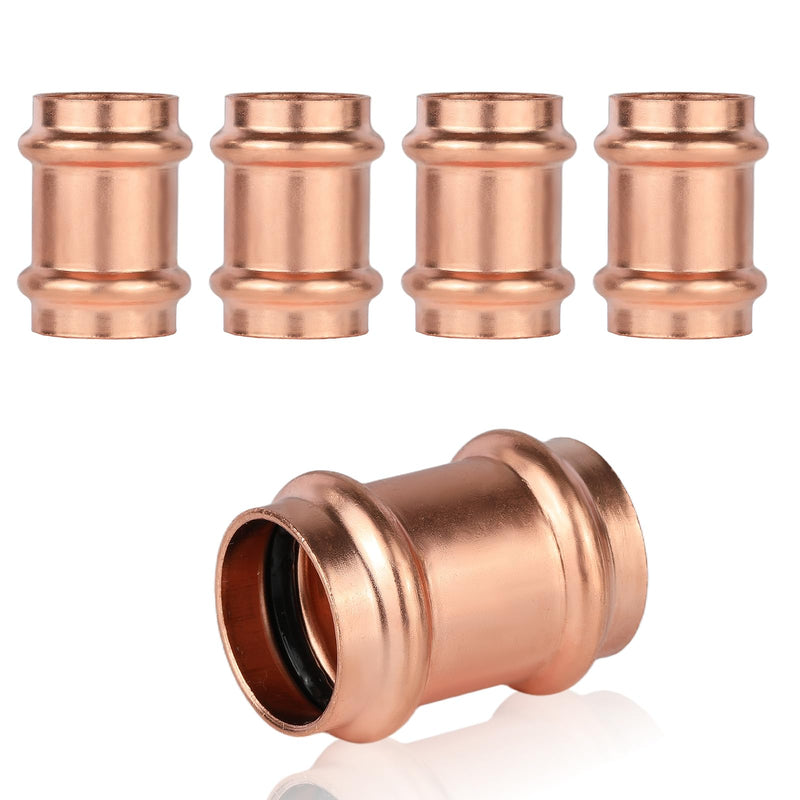 5PACK GUOFIS Copper Press Coupling,1"Press-fit Fitting(PRESS027-5) 5 1 Inch