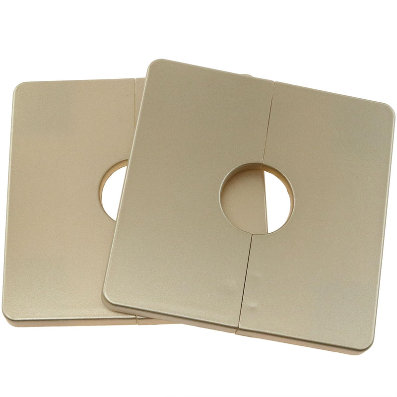 2PCS Wall Split Flange 0.87inch/22mm Square Shaped Escutcheon Plate Wall Hole Decorative Cover for Plumbing Wall Hole Trim (Black 0.87Inch/22mm) (Gold) Gold