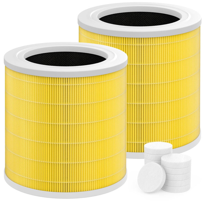 2 Packs A2001 Replacement Pet Filter Compatible with A2001 Air Purifi-er, 3-in-1 High Efficiency Filtration, Part # AF-2001, Yellow 2 Packs Yellow