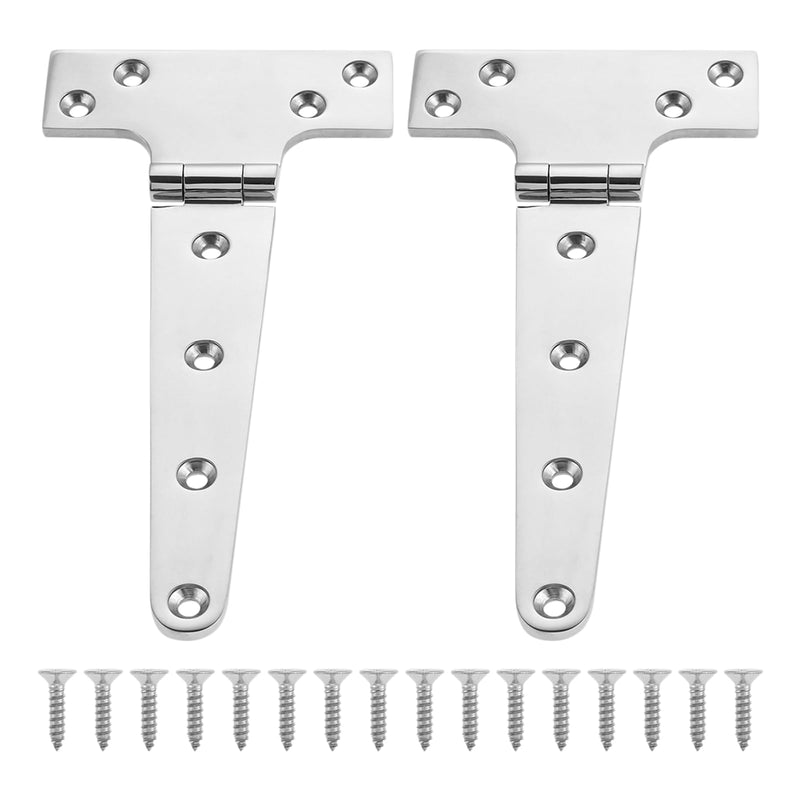 2Pcs 316 Stainless Steel T Hinges, Marine Grade Heavy Duty Boat Hatch Hinge,8" x 4" Casting Cabinet Hardware Door Hinge Marine Hardware with Screws 2Pcs 8'' x 4"