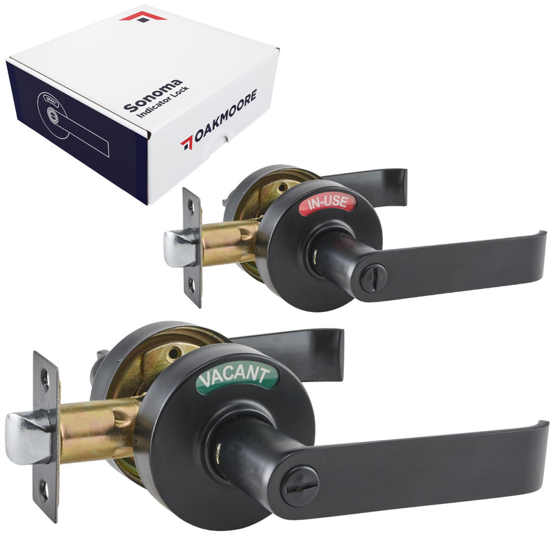 Commercial Door Handle Lock, Bathroom Locks for Home Doors, Vacant Occupied Bathroom Restroom Door Handles, Privacy Lock, Occupied Door Handle (Black) Black
