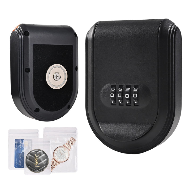 Magnetic Key Box for Under Car with Combination Lock Hidden Key Holder for Outside with Magnet for Storage Spare Key Outdoor Keychain Lock Box (1, Black) 1