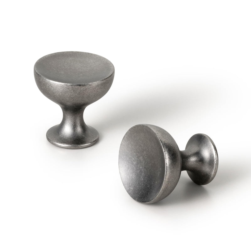 Goo-Ki 6 Pack Antique Silver Cabinet Knobs – Vintage Round Cup Design with Rustic Patina Finish Retro Kitchen Drawer Handles