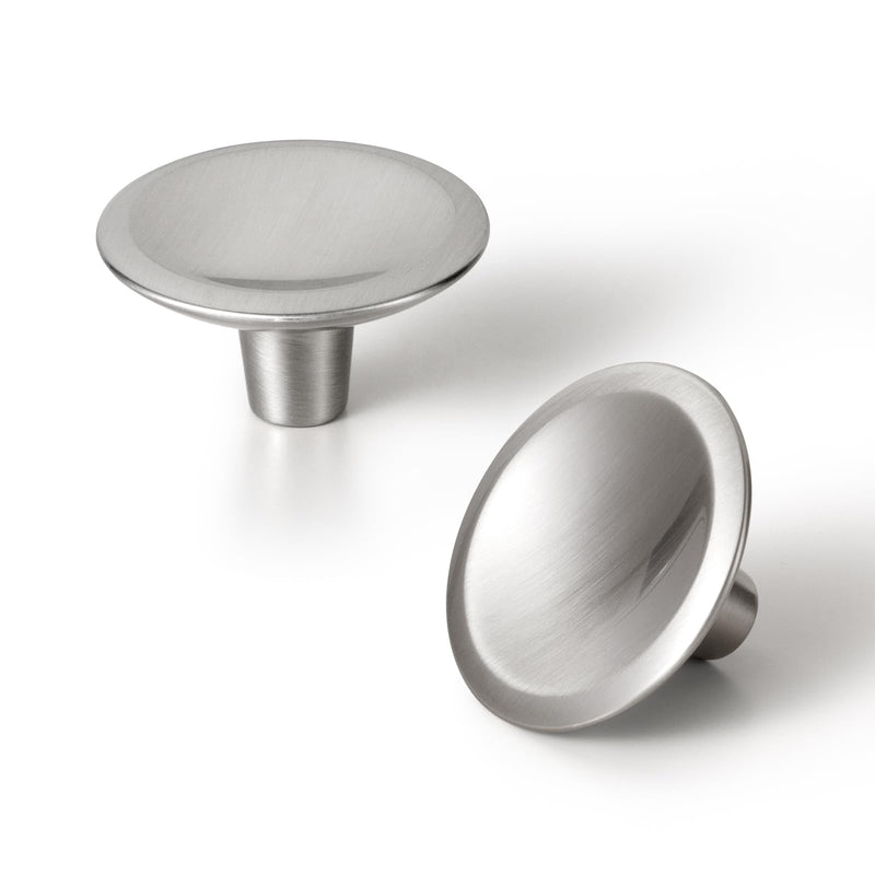 Goo-Ki 6 Pack Satin Nickel Round Cabinet Knobs – Modern Concave Design with Tapered Base, Ideal for Dressers, Kitchen Drawer, and Furniture Hardware 1 7/8" Diamter 1 7/8" Diameter