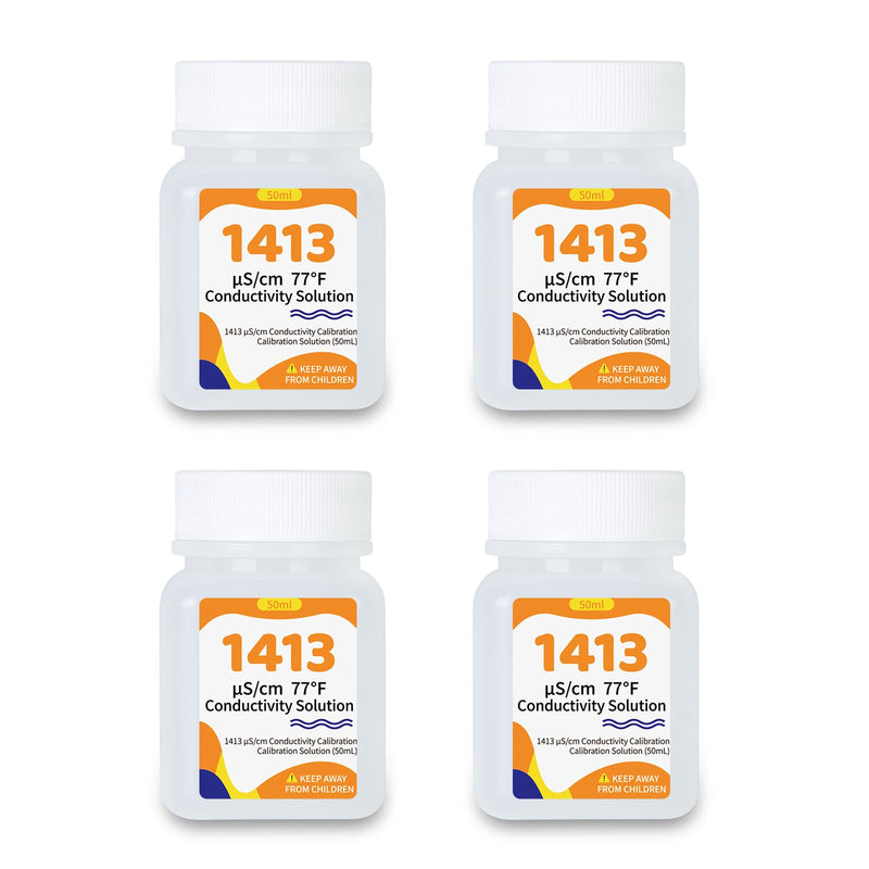 1413 μS/cm Calibration Solution 50mL Conductivity Standard Calibration Solution Kit 4-Pack for EC TDS Meter Hydroponics Conductivity Tester