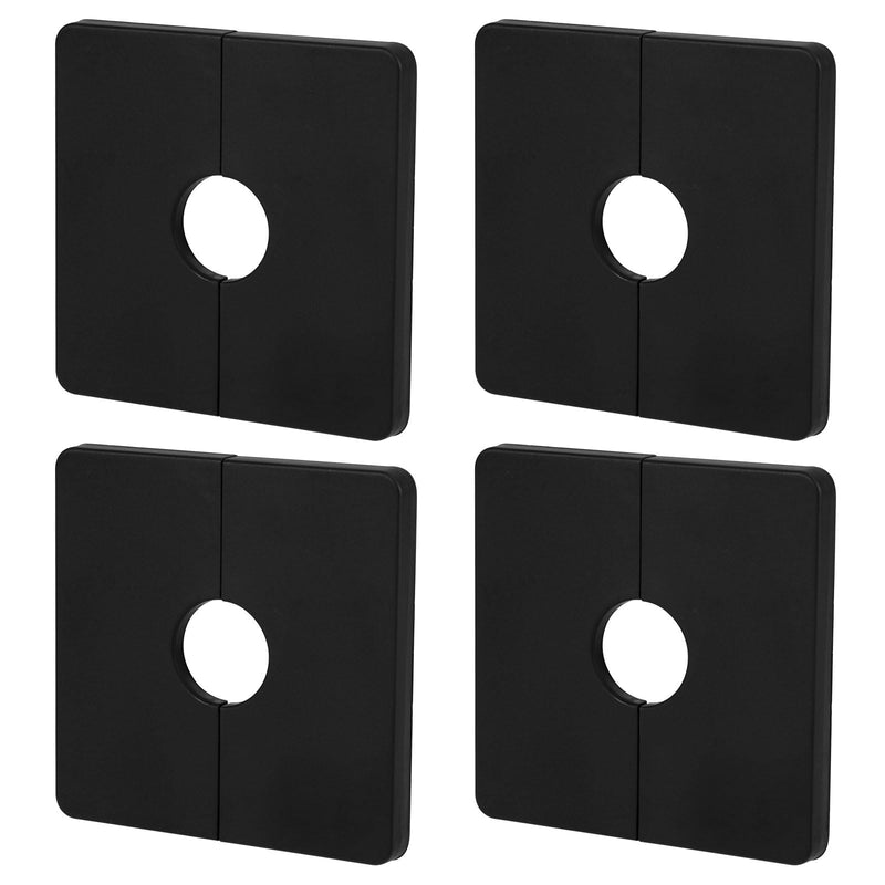 4pcs Square Plumbing Cover Plates, Shower Faucet Cover Plate Square Shower Arm Flange Escutcheon Replacement Cover Plate for Standard 1/2" Pipes Multiple Scene Usage(Black) Black