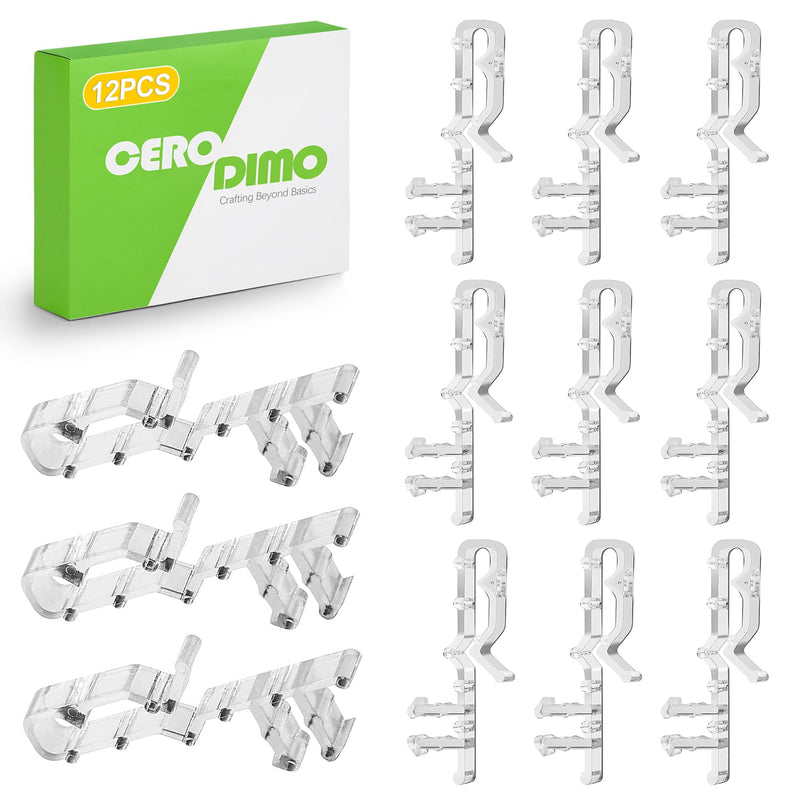 12pcs 2-1/8 inch Valance Clips for Blinds, Hidden Channel Valance Clips, Clear Plastic Valance Clips for The Valance with a Groove in The Back, Blind Cover Clips