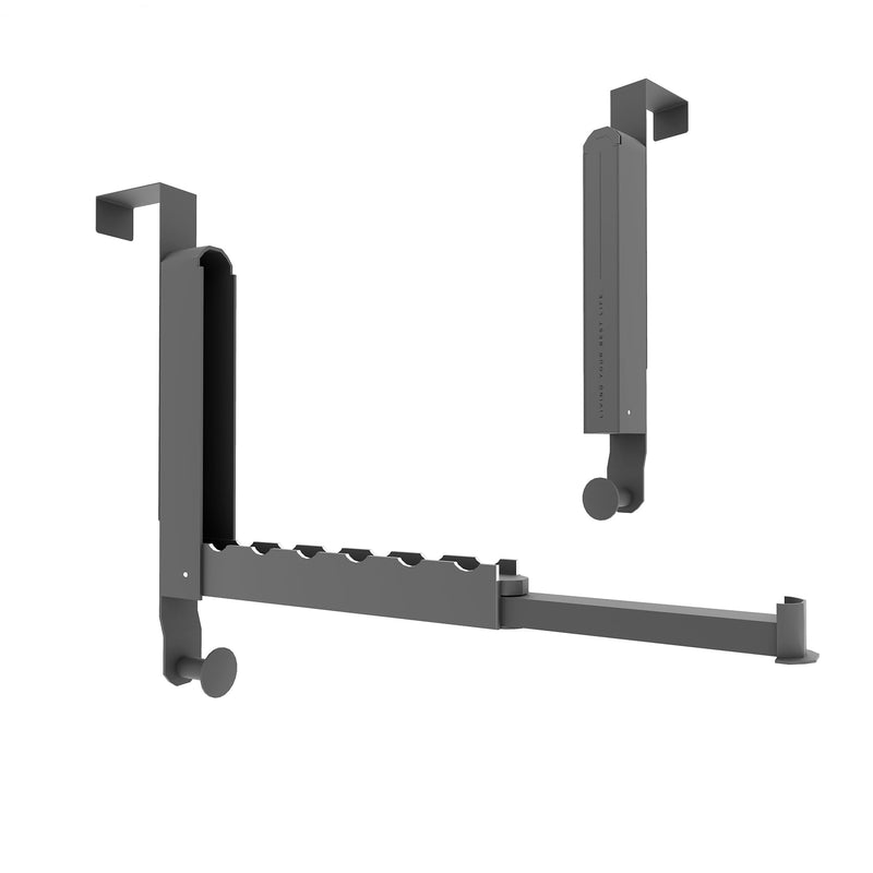 Over The Door Drying Rack, Foldable Portable Over The Door Hooks Hanger with Towel Racks for Coat Clothes Laundry Bathroom Bedroom Travel Hangers (Space Grey, 1 Pack) Space Grey