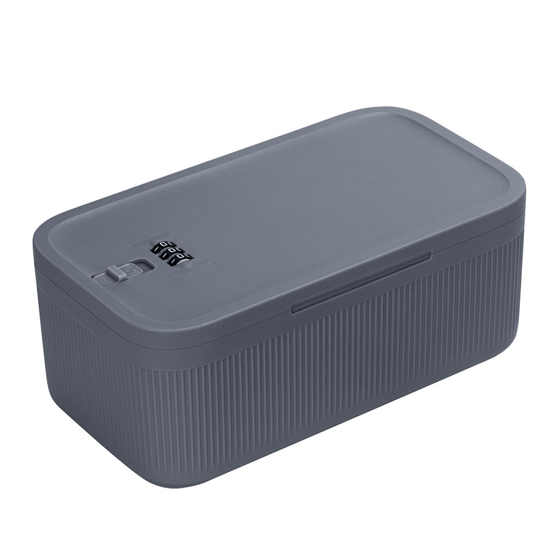 SANIDIKA Lockable Storage Box, Locking Medicine Box, Cell Phone Locked Jail, Food Medical Lockbox, Containers Bin for Personal Refrigerator Home Office Organization Travel Gift,9.25 x 5 x 3.6 (Navy) Navy