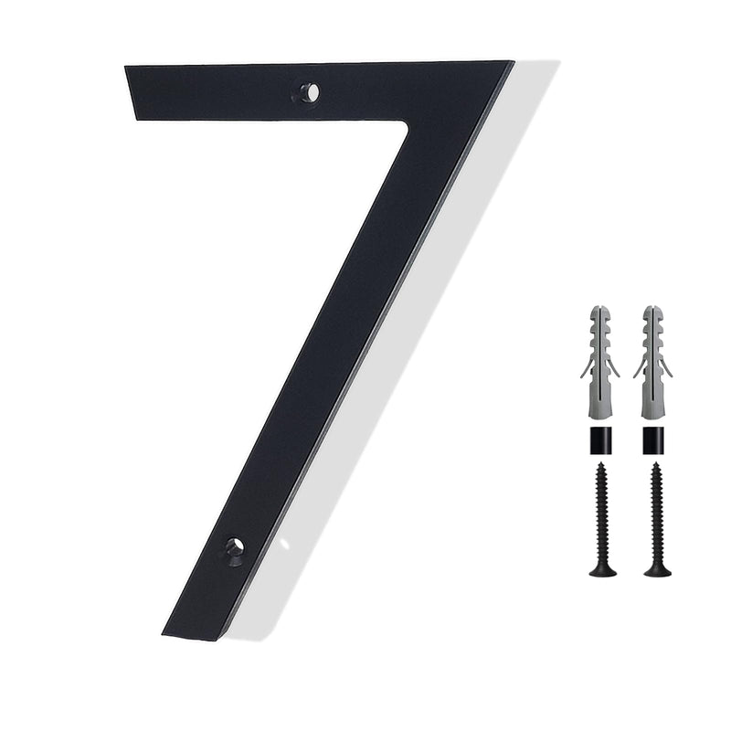 House Numbers for Outside, 6'' Modern Floating Address Numbers for Exterior House, Door And Street, Weatherproof No Rust, Easy to Install with Nails Kit, 3D Decor Matte Black, House Numbers 7 House Number 7