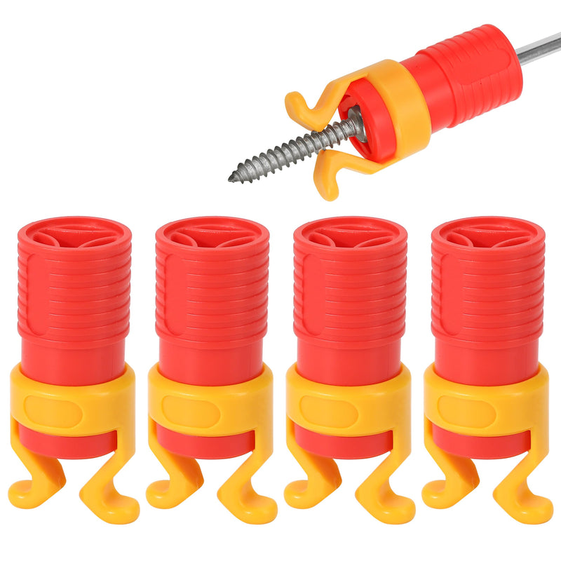 4 Pcs ABS Screw Gripper Holder Clamp Fixing Set for Drill, Fits Screwdrivers Bit Diameter of 6-8mm Holding Tool for Woodworking (Red) - NewNest Australia
