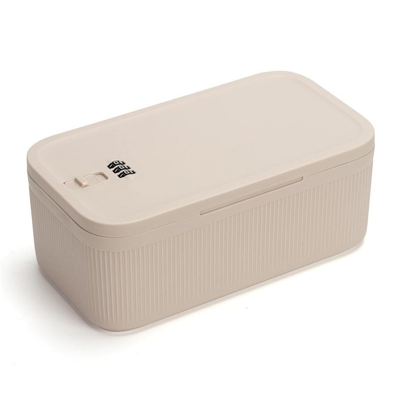 Lockable Storage Box,Medicine Safe Case Container,Refrigerator Lockbox for Personal Private Items,Medicines,Food,Snacks,Locking Cell Phone Smart Device Jail,Small Lock Box for Office,Home (Cream) Cream