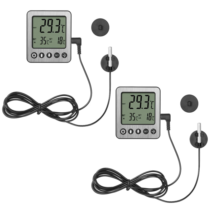2 pcs Refrigerator Thermometer Freezer Alarm Digital Freezer Thermometer Fridge Thermometer with Extra Sensor high and Low Temperature Alarm (2, Black, ZZ10) small 2