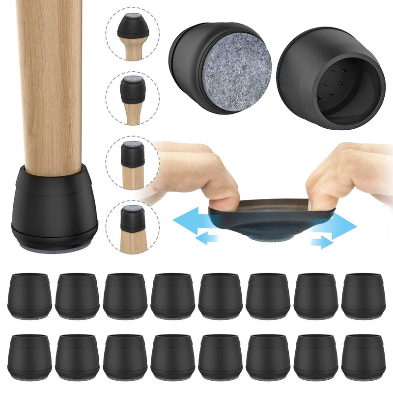 Extra Large Chair Leg Floor Protectors, 8 Pcs Silicone Furniture Pads for Hardwood Floors, for Protect Chair feet & Wooden Floors, Easy to Moving, (Fit 2.36-3.03", Black). Round XXXL(2.36-3.03")