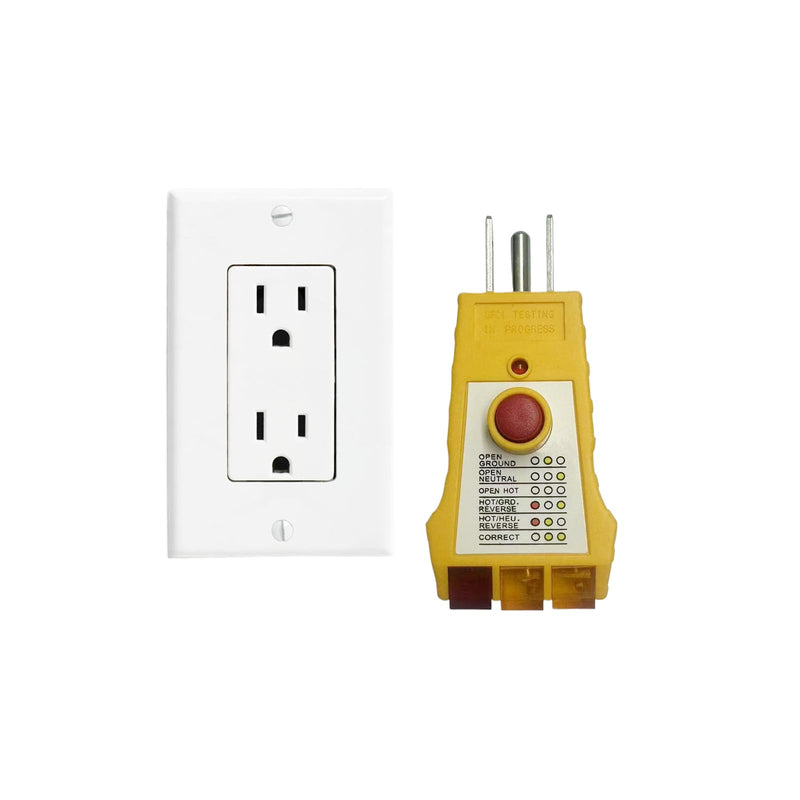 Outlet Tester with GFCI Check - Grounding & Receptacle Circuit Tester, Electric Outlet Tester Plug in, Automatic Electric Circuit Polarity Voltage Detector Breaker Finder (Yellow) Yellow