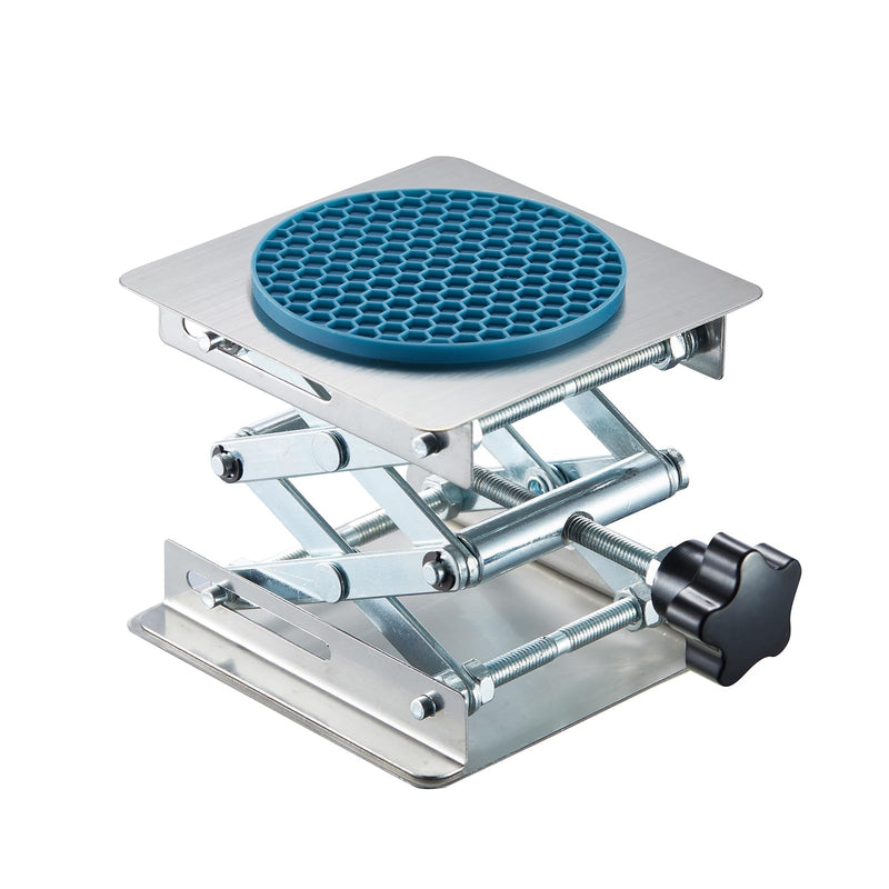 Non-Slip 4 x 4 Inch Lab Scissor Jack Stand Laboratory Adjustable Mini Scissor Jack Lift Stand Stainless Steel Platform 4" x 4"
