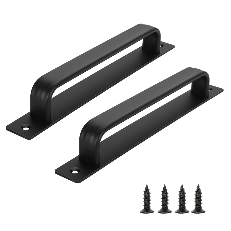 Malimali 10 Pack Black Barn Door Handles, 7/1/2" Hole Center Gate Handle Flat Sliding Door Handles Modern Aluminium Door Pull for Pocket Door Bifold Closet Doors Hardware Replacement 7-1/2"/192MM Hole Centers Black-Flat-10 Pack