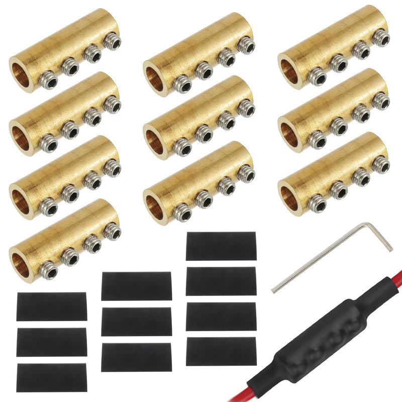 6 AWG 80A Splicing Wire Connector, 80A Splicing Quick Wiring Connection Terminal, Wire Connector with Screws and Heat Shrink Tube(Pack of 10) 6awg 80A-Round