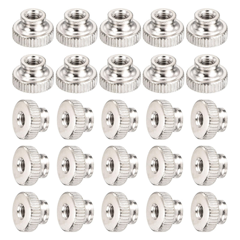 uxcell Knurled Thumb Nut, 25Pcs M4x0.7mm Iron Round Knobs Fasteners for 3D Printer Parts, Silver Tone M4 25