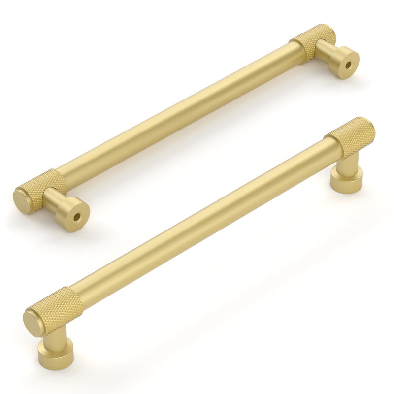 Amerdeco 10 Pack Brushed Gold Knurled Cabinet Pulls 7 Inch(177.8mm) Hole Center Kitchen Cabinet Handles Drawer Pulls Cabinet Hardware ZH0034 7"/177.8MM Hole Center